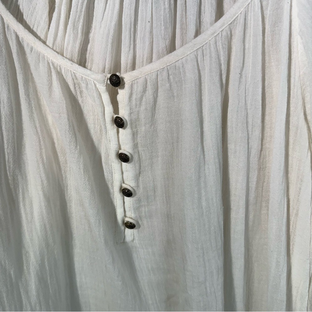 anthropologie cream gauze balloon longsleeve blouse boho slubbed cotton small - Picture 3 of 13